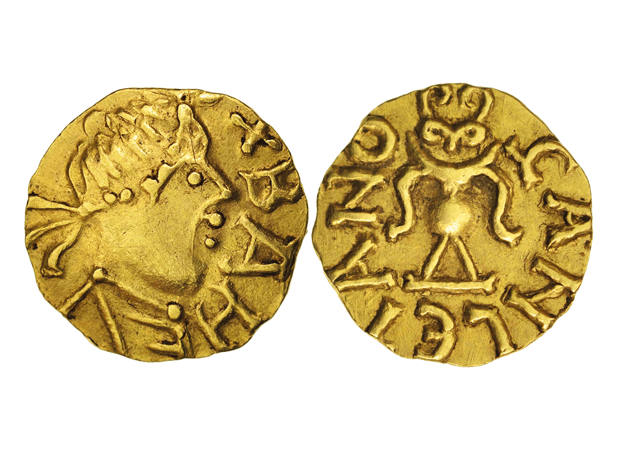 Pièces datant de l’ère mérovingienne, Banassac, Triens, France, VIIe siècle.