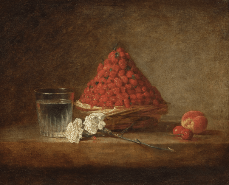 Jean-Siméon Chardin (1699-1779), Le Panier de fraises des bois, huile sur toile, signée “Chardin” en bas à gauche, vendue 24 381 400 euros frais inclus, record absolu pour une oeuvre de l’artiste. © DR