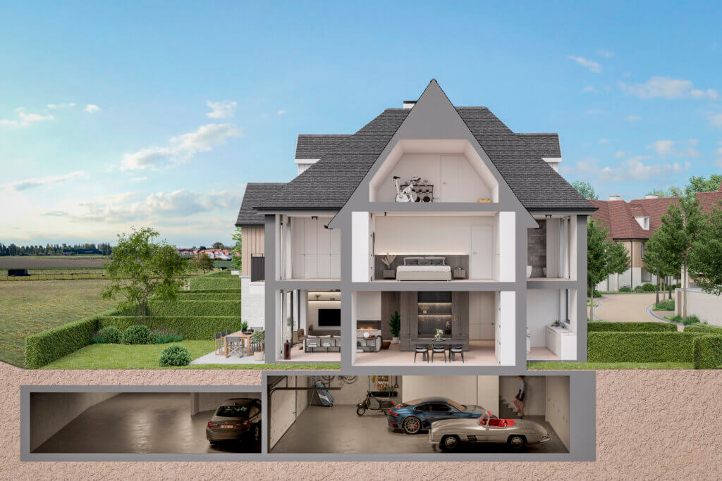 Plan de coupe d'une maison du Zoute Schorre à Knokke