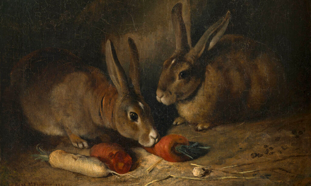 Deux lapins, 1840, huile sur toile, 54 × 65 cm © Musée des Beaux-Arts de Bordeaux, photo F.Deval.