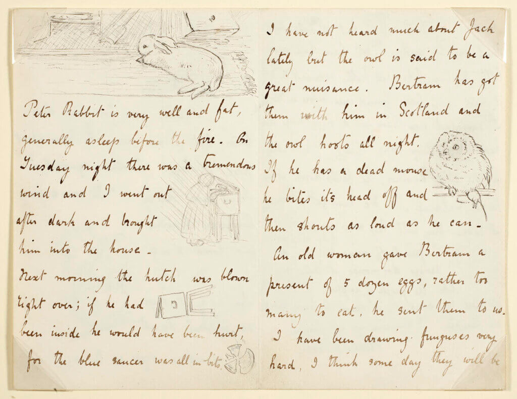 Lettre illustrée de Beatrix Potter à Walter Gaddum, 1897 © Victoria and Albert Museum, London, courtesy Frederick Warne & Co Ltd