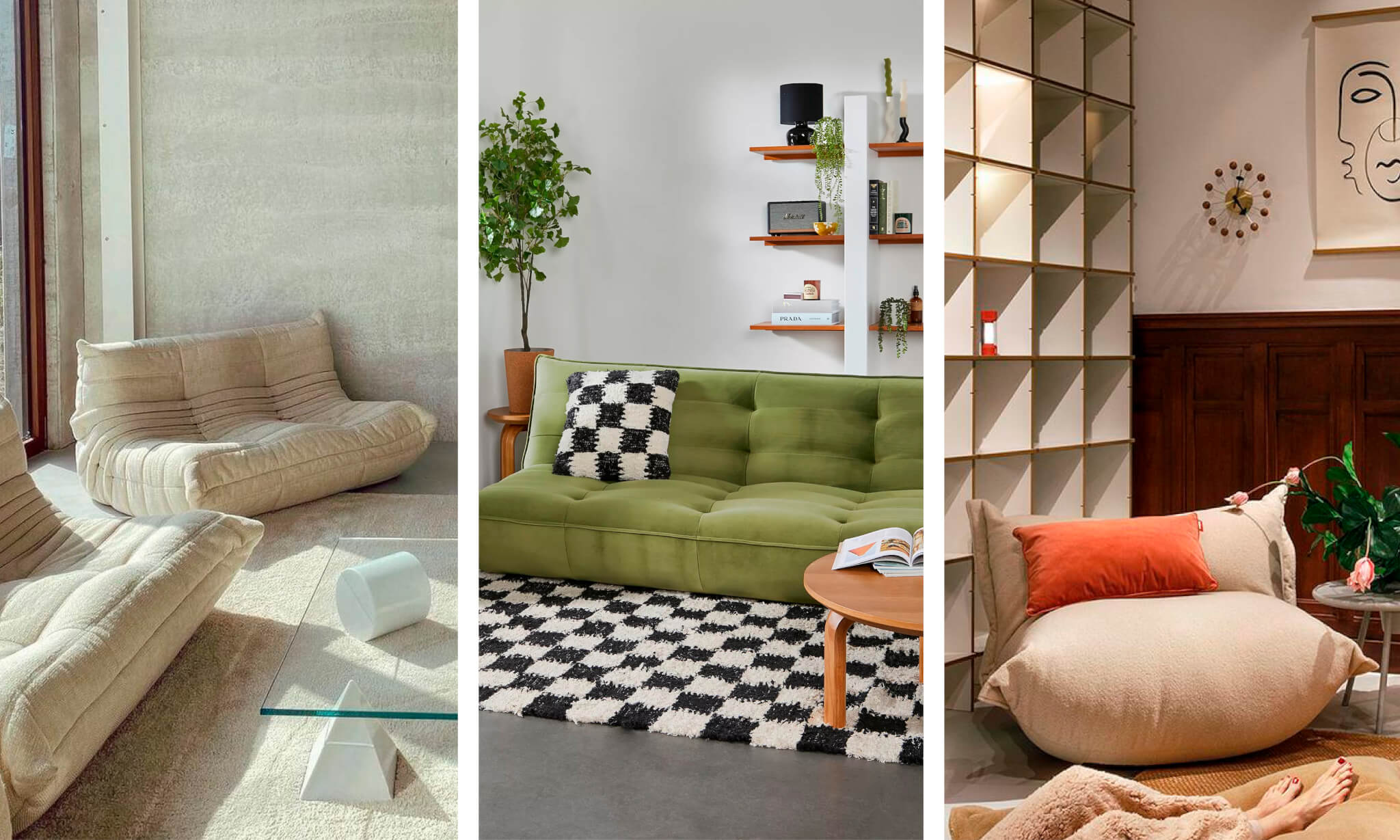 Canapé-coussin © Ligne Roset © Urban Outfitters © Fatboy