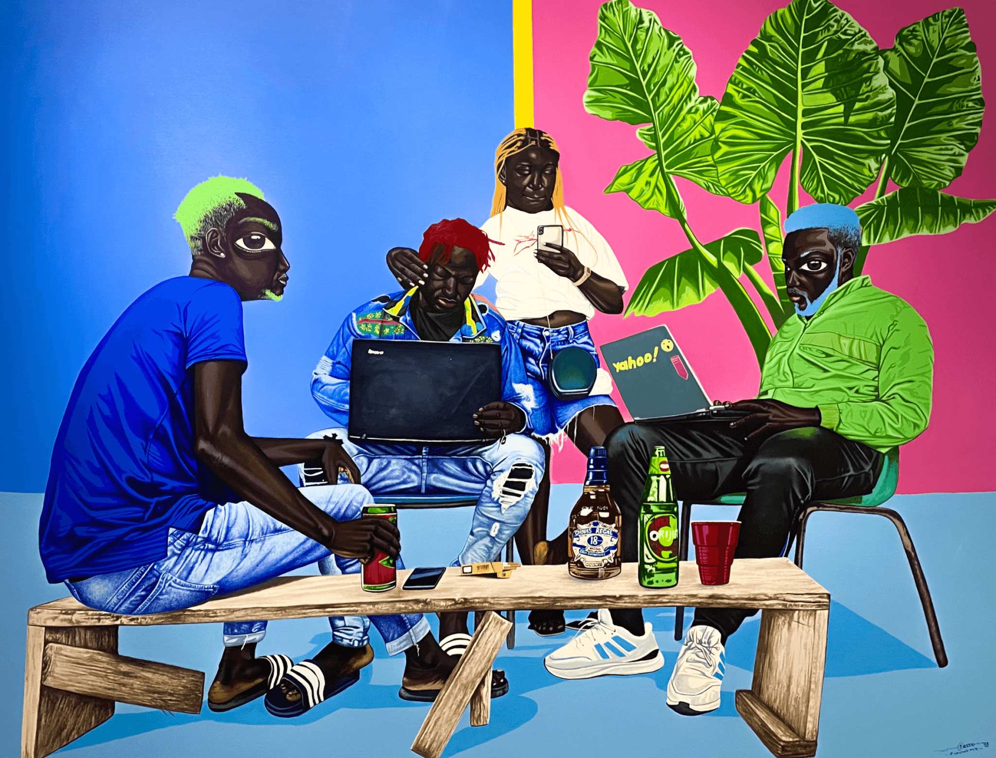 Sesse Elangwe, Political Yahoo, 2022, acrylique sur toile, 250 x 200 cm. © 193 GALLERY